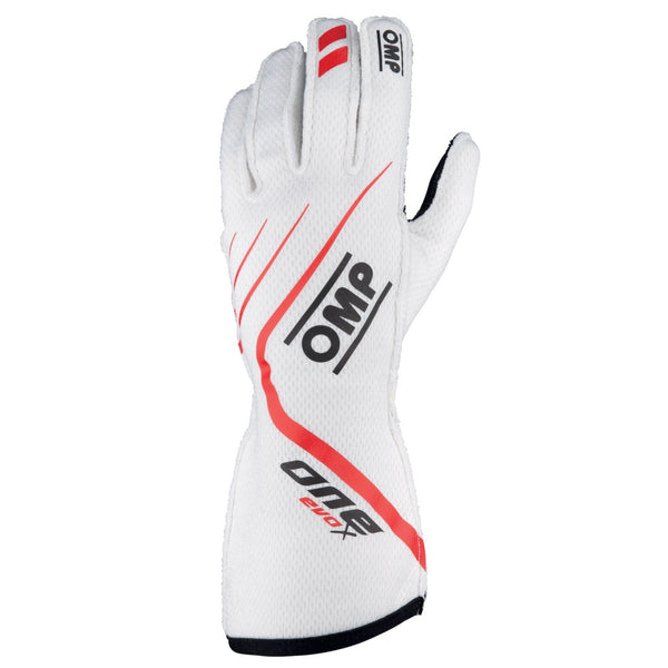 OMP One S Race Gloves-White/Black/Red-L
